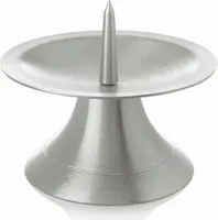 Kerzenleuchter Scheibenleuchter Messing vernickelt Silber matt satiniert mit Dorn Ø 9 cm ideal für Kerzen, Taufkerzen, Kommunionkerzen