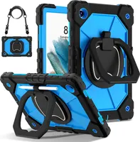 Pouzdro pro Samsung Galaxy Tab A8 10,5" 2021 SM-X200/X205, odolné přenosné ochranné pouzdro se stojánkem, ručním popruhem a ramenním popruhem černé modré