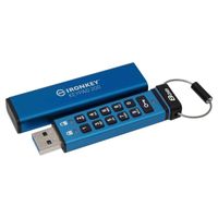 Kingston Technology IronKey Keypad 200 USB-Stick 8 GB USB Typ-A 3.2 Gen 1 (3.1 Gen 1) Blau  Kingston Technology Produktfarbe: Blau, Formfaktor: Kappe, USB-Version: 3.2 Gen 1 (3.1 Gen 1), Geräteschnittstelle: USB Typ-A, Kapazität: 8 GB