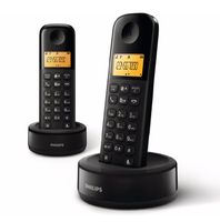 Philips D160 DUO Schnurloses Telefon - 4,1-cm-Display - schwarz - Plug-and-Play - Lautstärkeregler - Nummererkennung - optimiertes Design