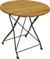 DEGAMO Gartentisch Klapptisch Biergartentisch BAD TÖLZ 77cm rund, Flachstahl grün + Holz Robinie, klappbar