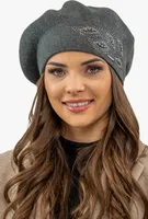 Vivisence damen baskenmütze eleganter wintermütze warm und gemütlich kopfbedeckung an winter und herbst warm dick strickmütze, klassisch mütze für frauen, hergestellt in der eu, dunkelgrau, einheitsgr