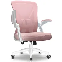 Marodic Bürostuhl Schreibtischstuhl 150kg Bürostuhl Ergonomisch mit 90° klappbaren Armlehnen, Wippfunktion 90°-125° Chefsessel Lordosenstütze, Rosa