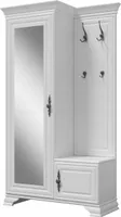 Garderobenschrank weiß matt 116x210x44 cm links mit Spiegel und Schuhablage im Provenzalischen Stil