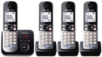 Panasonic KX-TG6824 Strahlungsarmes Schnurlostelefon mit Anrufbeantworter, Rufnummernanzeige, 3 zus?tzliche Mobilteile, 15h Sprechzeit, 7 Tage Standby, Freisprechfunktion, DECT