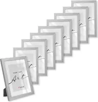 🖼️KNOR®️ Bilderrahmen 13x18cm Silber, 9er Set Posterrahmen, Bilderrahmen, Fotorahmen, bruchsicheres Acrylglas, Picture Frame 13X18 cm, zum Aufhängen & Aufstellen 🎨Isabella Kollektion