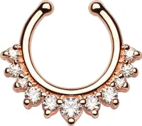 Nasenpiercing Nasenring Fake Piercing Septum Helix Kugeln Zirkonia Kristalle Strass rose-gold-klar