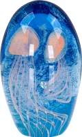 Design Glas Skulptur H13cm Blau Weiß Qualle Kunst Unikat Briefbeschwerer Figur