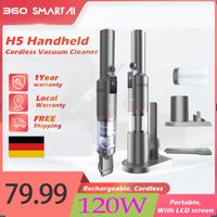 360 SmartAI H5 Handheld Vacuum Cleaner, 15000Pa Mini LED Cordless Battery Handheld Vacuum Cleaner, stolný bezvreckový vysávač, ľahký batériový vysávač do auta, do domácnosti, do karavanu, na chlpy domácich zvierat, s nabíjacím stojanom, nabíjaním typu C, veľkým boxom na prach