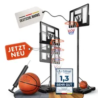 VALENESS® Basketballständer Outdoor - Höhenverstellbarer und wetterfester Basketballkorb Ständer - inkl. Outdoor Ball und hochwertiger Pumpe