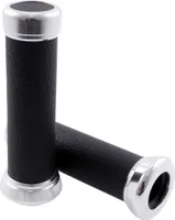 Lenkergriffe Retro schwarz Leder mit Chrom ,Moped,Roller