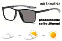 GKA Sonnenbrille mit Sehstärke 2,5 Lesebrille selbsttönend Photochrome Brille mit Vollrahmen für Damen und Herren