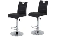 2er Set Barhocker Miranda - Kunstleder Schwarz - Trompetengestell verchromt - höhenverstellbar - 360° drehbar
