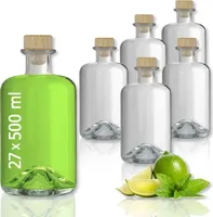 27 Glasflaschen 500 ml leer zum selbst Befüllen mit Korken Apothekerflasche Essig Öl Flasche Schnapsflaschen Likörflaschen