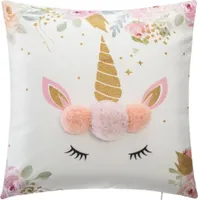 Kinderkissen, Kissen, Zierkissen, Kuschelkissen, Dekokissen, mit Füllung, Einhorn weiß