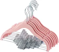 16 Stück Kinderkleiderbügel, Baby Kleiderbügel Samt Kleiderbügel mit Clips, 360° drehbarem Haken, Anti-Rutsch, platzsparend, für Kinderkleidung, Babykleidung, Rock und Hose, Hellrosa