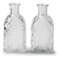 12 x Vasen Rona aus Glas in quadratischer Form - H 13,5 cm - Glasvase eckig - Tischvase - Blumenvase Glas - Kleine Glasvase Set