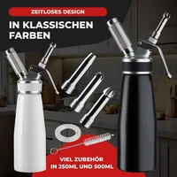 NEMT Sahnespender 0,5 L Sahnesiphon schwarz + 10 Sahnekapseln 500 ML