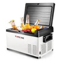 TOPZONE Kühlbox elektrisch 25L Grau, Mini Kühlschrank Kühlleistung bis -20° C für Büro, Auto, Camping, Garten