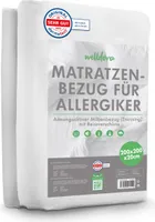 Welldora - Premium Milbenbezug Matratzen 200x200x20 cm - Fachärztlich getesteter Allergiker Matratzenschoner - Anti Milben Bettwanzen Encasing