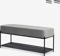 Sitzbank Schuhregal Eingang modernes Design Schwarz Samt Grau Degas - Grau
