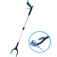 Faltbare Greifer,Greifzange für senioren,Greifzange Stick mit starkem Griff magnetische Spitze, Lightweight 360° Drehbarer Kopf für Müll/Wurf Pflücker, blau