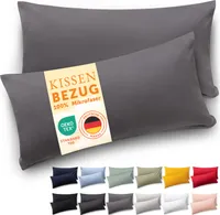 Blumtal Kissenbezug 40 x 80 cm im 2er Set weich -  40x80 cm - Kissenhülle 40x80 cm -  Grau