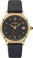 Dugena 4461086 Damenuhr Florenz Lederband Schwarz / Gold
