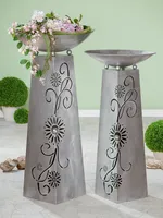 Gilde Schalenständer "Blütenranke" antik silber mit Edelstahlkugel D 3,5cm, bestehend aus Ständer + Schale H= 102,0 cm Durchm. 50,0 cm 68779