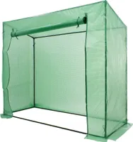ECD Germany Foliengewächshaus Tomatengewächshaus mit Gitternetzfolie/aufrollbare Tür für Garten zur Aufzucht, Schrägdach, Grün, 200x79x168cm, Stahl