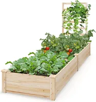 COSTWAY Erhöhtes Hochbeet mit Pflanzkasten und Rankhilfe, Kletterpflanzen Outdoor 235x63x102cm