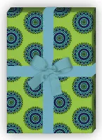 Farbenfrohes ethno Geschenkpapier Set, Dekorpapier mit Kreisen, grün - G8770, 32 x 48cm