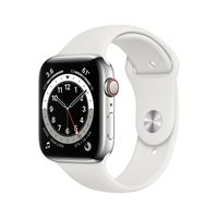 Apple Watch 6 LTE Silver Stainless Steel 44mm Sports Strap White MO9D3