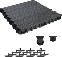 7m Entwässerungsrinne für modulares System A15 98mm, komplett Stegrost Kunststoff, Schwarz Line