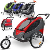 5-Punkt Sicherheitsgurt Radschutz Anhänger für 1 bis 2 Kinder Design Sky FROGGY Kinder Fahrradanhänger mit Federung 