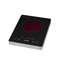 TZS First Austria Infrarot Kochplatte, Elektrisch 2000W -Temperaturregelung, Einzelkochplatte, Kochfeld, Herdplatte, Touch-Bedienfeld, Schwarz