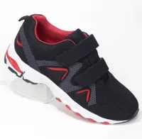 Damen Herren Outdoor Sneakers Sportschuhe Jogging Lauf Schuhe Klett-Verschluss GA22 Farbe: Schwarz Rot EU-Schuhgröße: 44