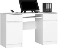 PC-Schreibtisch AKORD A5 Weiß mit 2 Schubladen und 5 Ablagen B135 x H77 x T50 cm