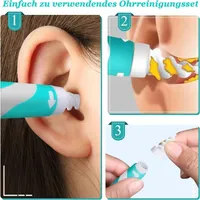 Odstránovač ušného mazu, Q-grips čistič uší 360° stupňová spirála z mäkkej silikónovej čističky uší Bezpečný a jemný odsávač ušného mazu