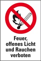 Dreifke® Schild I Verbots-Kombischild Feuer, offenes Licht und Rauchen verbot...
