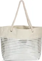 styleBREAKER Damen XXL Strandtasche mit Reißverschluss und Metallic Glitzer Streifen | große Badetasche für Familie oder Shopping | 58 x 38 x 20 cm