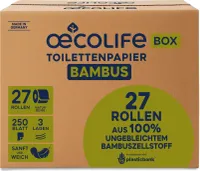 oecolife Toilettenpapier Bambus 1612702 3lg 250Bl 27St