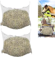 Yakimz 2x Heunetz 120 x 90 cm, weiß, Maschenweite, 3 x 3 cm Heusack Heutasche Füllmenge ca. 9Kg, Heuraufe Futternetz, Extrem reißfest, für Pferden, Schafen, Rindern