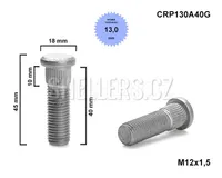 Kolový svorník šteft M12x1,5x40G tisícihran průměr 13,0mm CRP130A40G