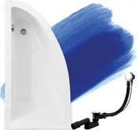 BADLAND Eckbadewanne Badewanne Praktika LINKS 150x70 mit Ablaufgarnitur und Füßen GRATIS ohne Verkleidung