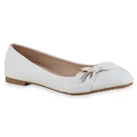 Giralin Damen Klassische Ballerinas Kunstleder Sommer-Schuhe 836709, Farbe: Weiß, Größe: 44