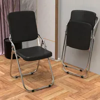 Klappstuhl 2er Set Lounge-Sessel Balkonstuhl mit Polster Besuchersstuhl Küchen Stühle 46x52x85cm Schwarz