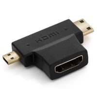 deleyCON Mini + Micro HDMI DUAL Adapter - HDMI Buchse zu Mini HDMI Stecker + Micro HDMI Stecker - 3D 1080p Full HD