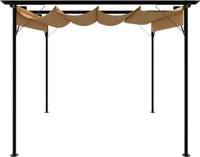 vidaXL Pergola mit Ausziehbarem Dach Taupe 3x3 m Stahl 180 g/m²