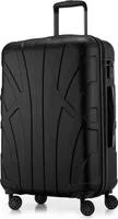 Suitline - Hartschalen-Koffer mittelgroß mit Dehnfuge Check-In Gepäck Trolley erweiterbar Rollkoffer Reisekoffer, größe M, 4 Rollen, TSA, 66 cm, 100% ABS,Schwarz